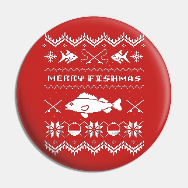 Merry Fishmas, Ugly FISHING Christmas Bass Fish Pin by kasperek