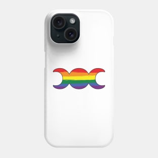 Witchy Triple Moon Goddess Symbol - Rainbow Phone Case