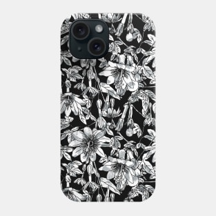 Black and White Passion Fruit Flowers Phone Case