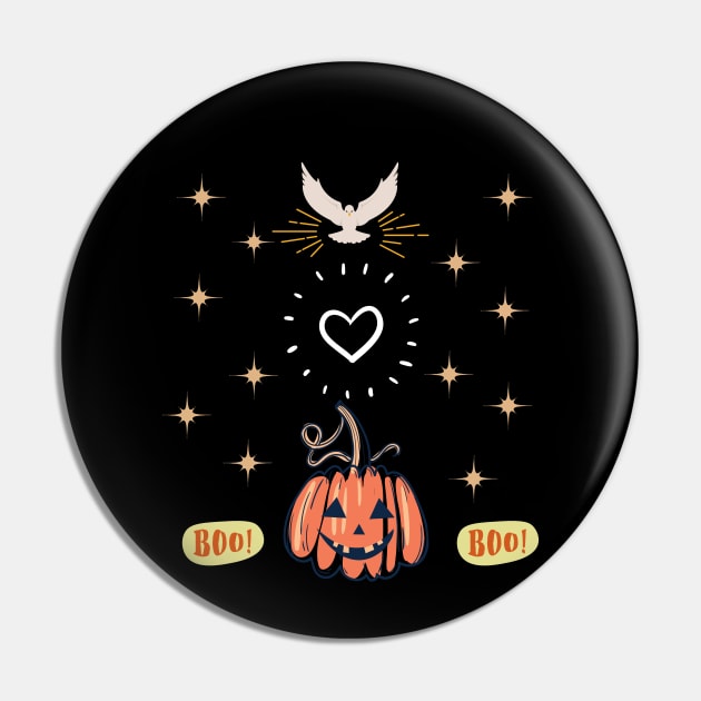 Peace Love And Scary Pumpkin Pin by TANSHAMAYA