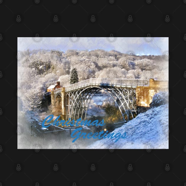 Christmas Greetings Cards Ironbridge in Snow by jalfc46