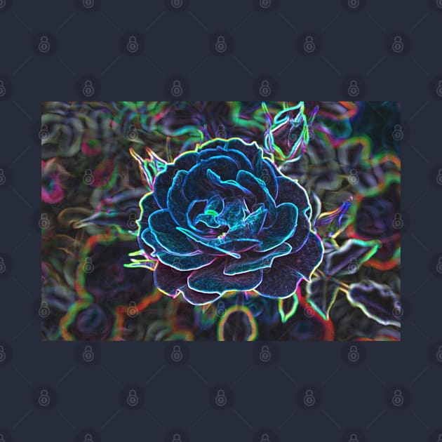 Swirly Blue Neon Rose by Christine aka stine1