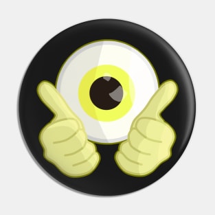 Thumbs up for eyes Yellow Pin