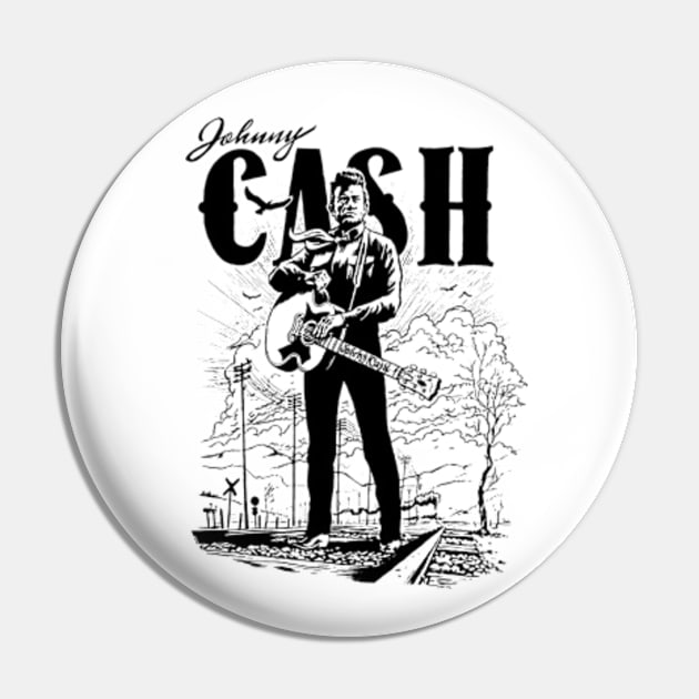 Johnny Cash Pin by CosmicAngerDesign