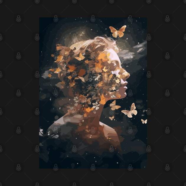 Butterfly Woman Face Lepidopterist Abstract Art by Art-Jiyuu