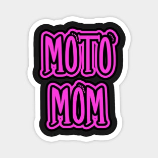 Moto Mom Pink and Black Text Magnet