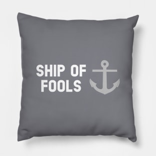 Ship Of Fools, white silver Pillow