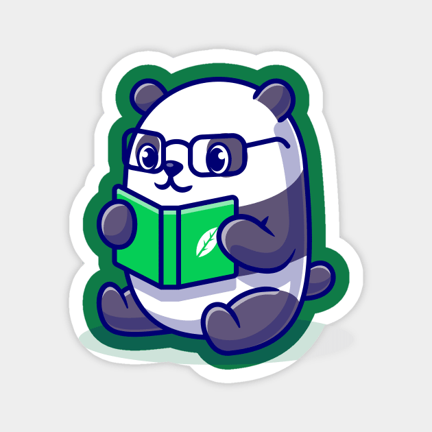 Cute Panda Reading Book Cartoon Magnet by Catalyst Labs