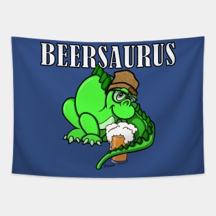 Funny BEERSAURUS Dino Dinosaur Beanie wearing Beer Lover Saurus Tapestry