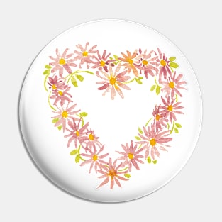 Pink Daisy Chain Heart Pin