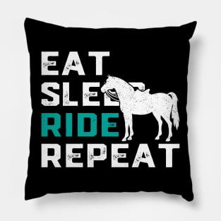 Eat Sleep Ride Horses Repeat Horseback Riding Pillow