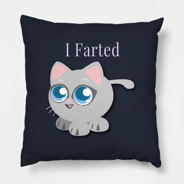 Kids I Farted Cute Funny Cat Kitty Great Gift For Kids Pillow by klimentina