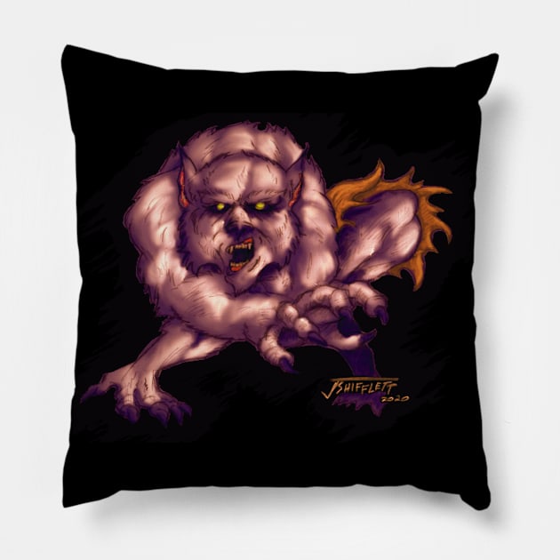 The Man Wolf in Color Pillow by ShifflettArt Studios