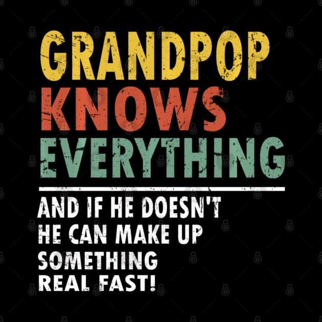 Mens Grandpop Knows Everything Father's Day Grandpop by Mitsue Kersting