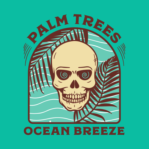 Palm Trees Ocean Breeze Skeleton by waltzart