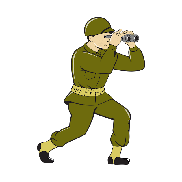 World War Two American Soldier Binoculars Cartoon by patrimonio