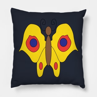 Yellow butterfly with red blue spots doodle drawing Pillow