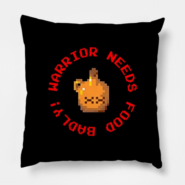 Gauntlet Arcade - Warrior Needs Food Badly Pillow by onekdesigns