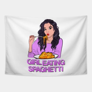 Girl Eating Spaghetti - latest trend design Tapestry