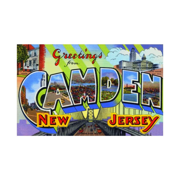 Greetings from Camden New Jersey, Vintage Large Letter Postcard by Naves