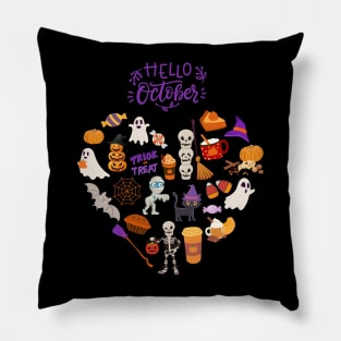 Hello October heart Autumn is my favorite season, love Fall pumpkin and halloween Pillow