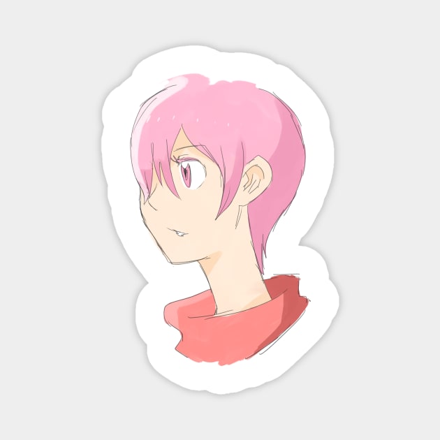 Pink Haired Girl Magnet by Chill2Art