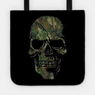 Skull Graphic - Cool Badass Distressed Art - Camo Green Tote