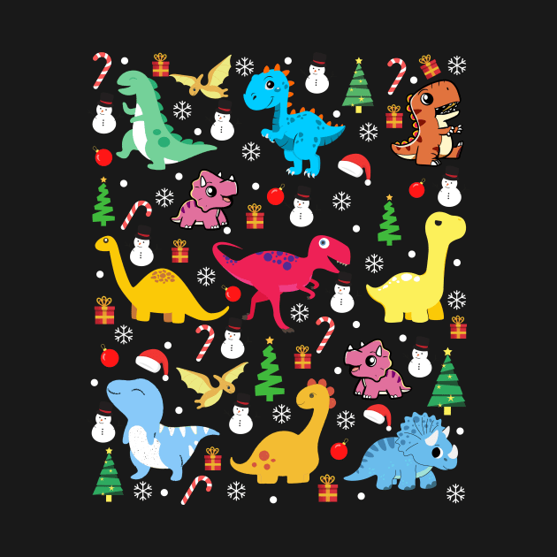 Dinosaru Christmas Party T-Shirt by DakhaShop