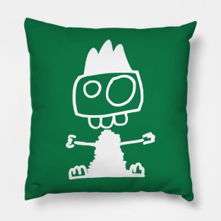 Cute monster - Mostrone Dentone (white on green) Pillow