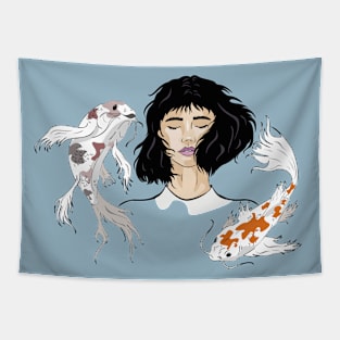 Koi fish girl Tapestry