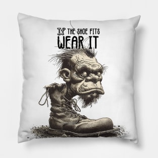 The Troll: If the Shoe Fits, Wear It on a light (Knocked Out) background Pillow