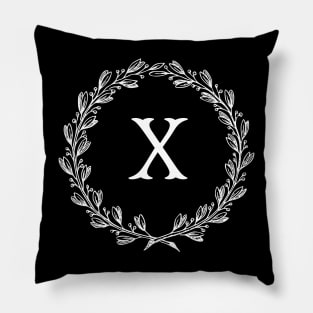 Beautiful Letter X Alphabet Initial Monogram Wreath Pillow