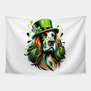 Vibrant English Setter Celebrates Saint Patrick's Day Tapestry