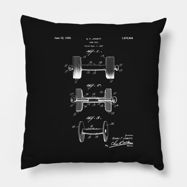 Weight Lifting Patent - Dumb Bell Art - Black Chalkboard Pillow by patentpress