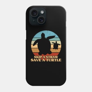 Skip a Straw Save a Turtle for Earthday - Vintage Retro Design T Shirt 5 Phone Case