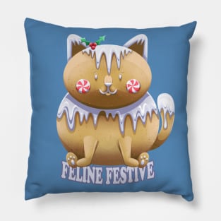 Feline Festive gingerbread cat Pillow