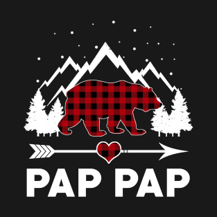 Pap Pap Bear Buffalo Plaid Matching Family Christmas Pajama T-Shirt