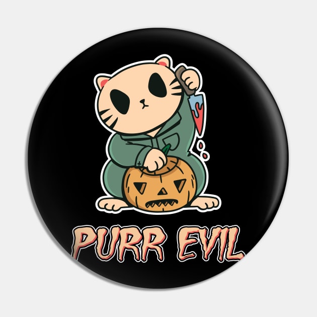 Funny Halloween Cat Pun Purr Evil Pin by JB.Collection