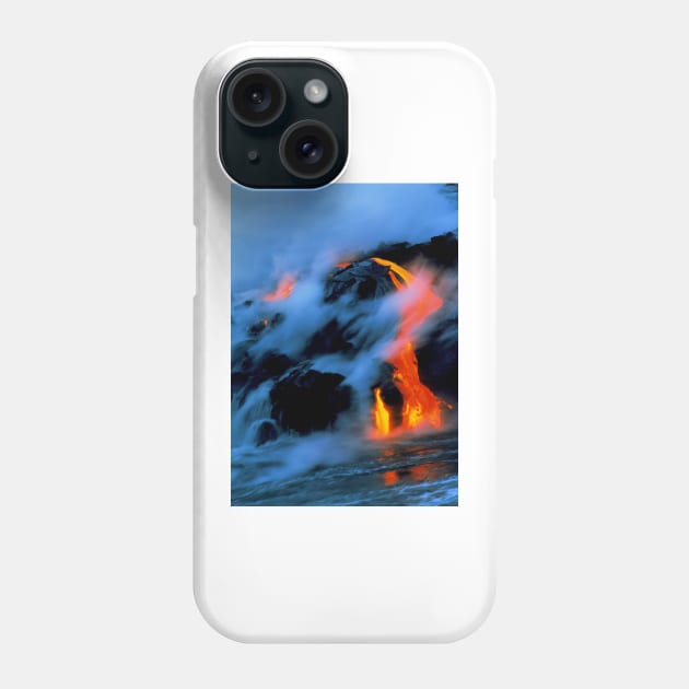 Molten pahoehoe lava flowing into the ocean (E390/0248) Phone Case by SciencePhoto