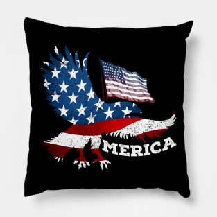 American Eagle, map and Flag, 4th of July, happy independence day God Bless America Pillow