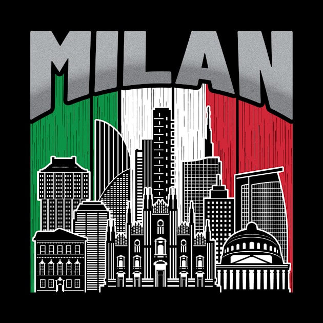 Milan Italy Skyline Vintage Flag by travel2xplanet