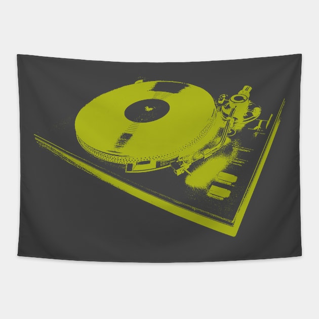 Retro Turntable and Vinyl Record Tapestry by Spindriftdesigns