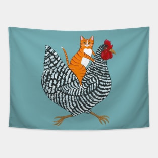 Ginger Cat Chicken Ride Tapestry