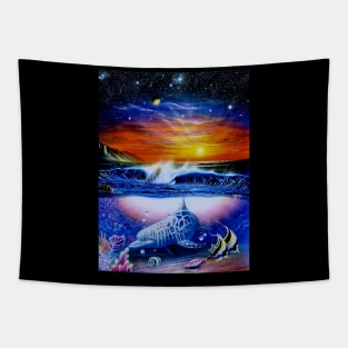 Dolphin seascape shirt Tapestry