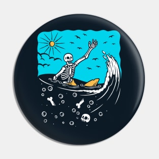 Surfing Skeleton Lost at Sea Pin