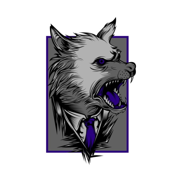 Angry Wolf Dog Grey Purple by BradleyHeal