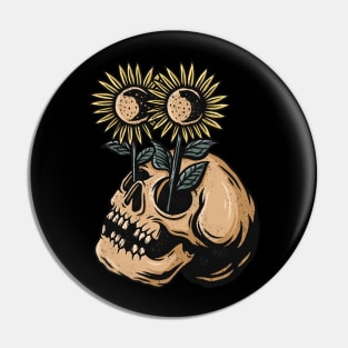 skull sunflower Pin