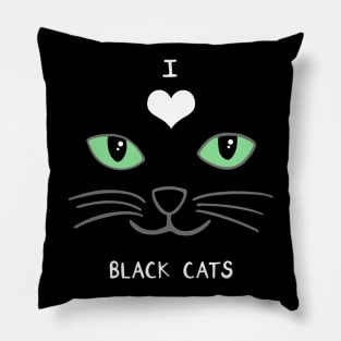 I Love Black Cats Pillow