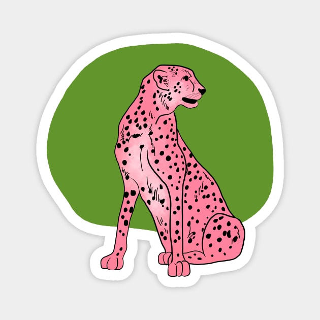 The Fastest One, Pink Edition, Cheetah Design Magnet by Flo Art Studio