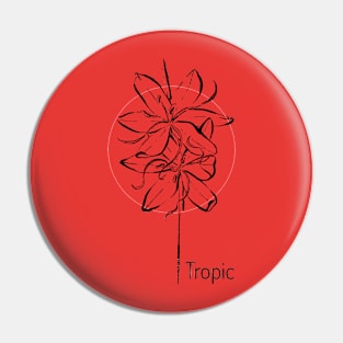 Tropical flower on red circle Pin